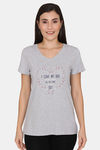 Rosaline Spatial Speckle Knit Cotton Top - Grey Melange — thumbnail 1
